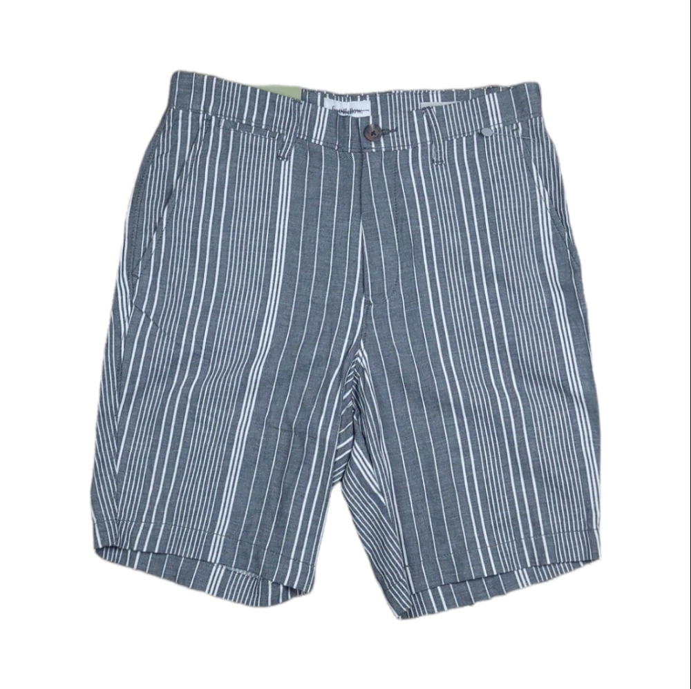NWT MENS GOODFELLOW BRAND LINDEN GRAY/ WHITE FLAT FRONT SHORTS Sz 28. 9" INSEAM - Picture 1 of 9